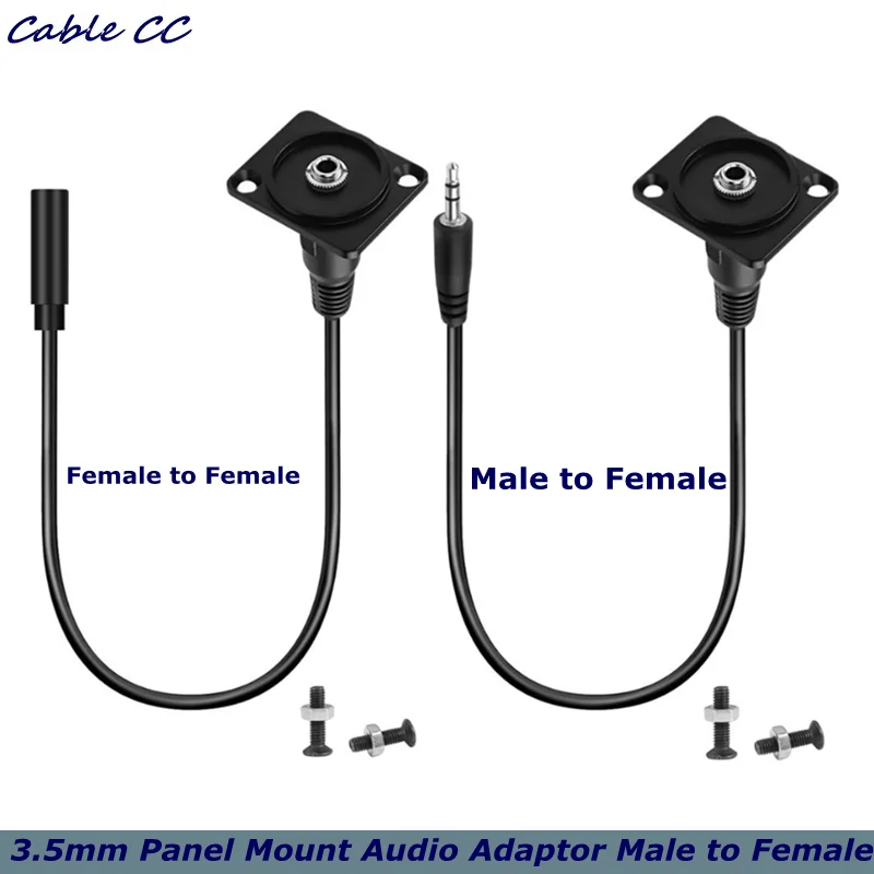 D-Type Panel Mount 3.5mm to 3.5mm Audio Cable, TRS Male to D-Type Female Stereo Jack Headphone Connector Cord for Smart Phone,