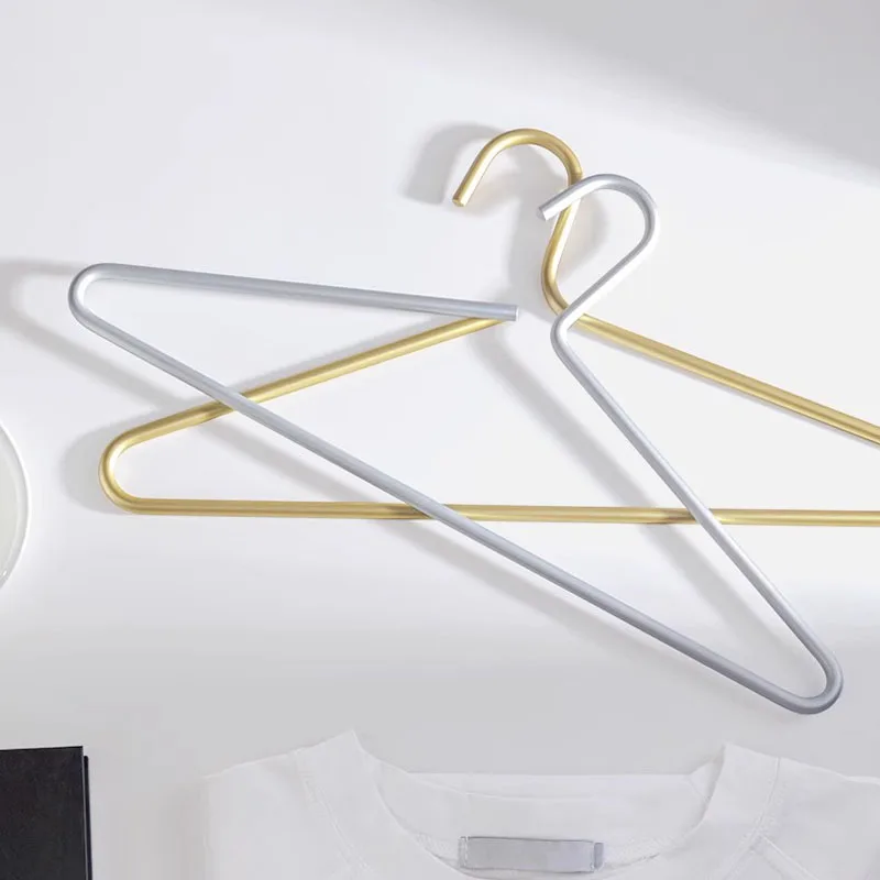 5pcs Solid Alloy Coat Hanger Seamless Durable Clothes Drying Hanger Clothing Storage Hanging Rack Wardrobe Space Saver Organizer