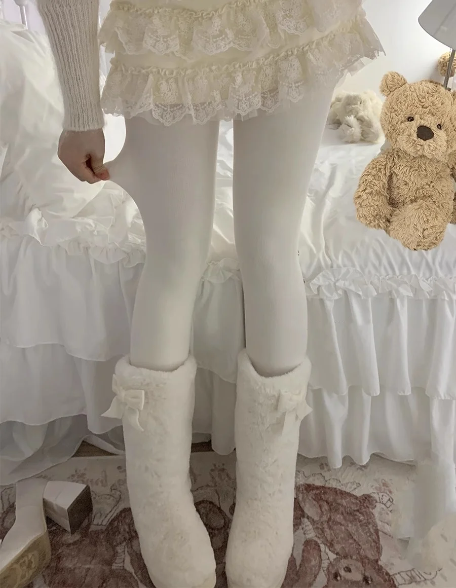 Japanese Lolita Pantyhose Women Autumn Winter Thickened Cinching Abdomen Lift buttocks Velvet Leggings Slim Looped Socks