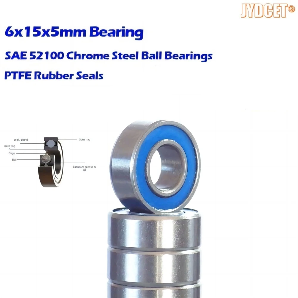 

MR696-2RS 6x15x5mm Bearings - Rubber Seals Precision High Speed Bearing for RC Car Boat Plane fishing reels