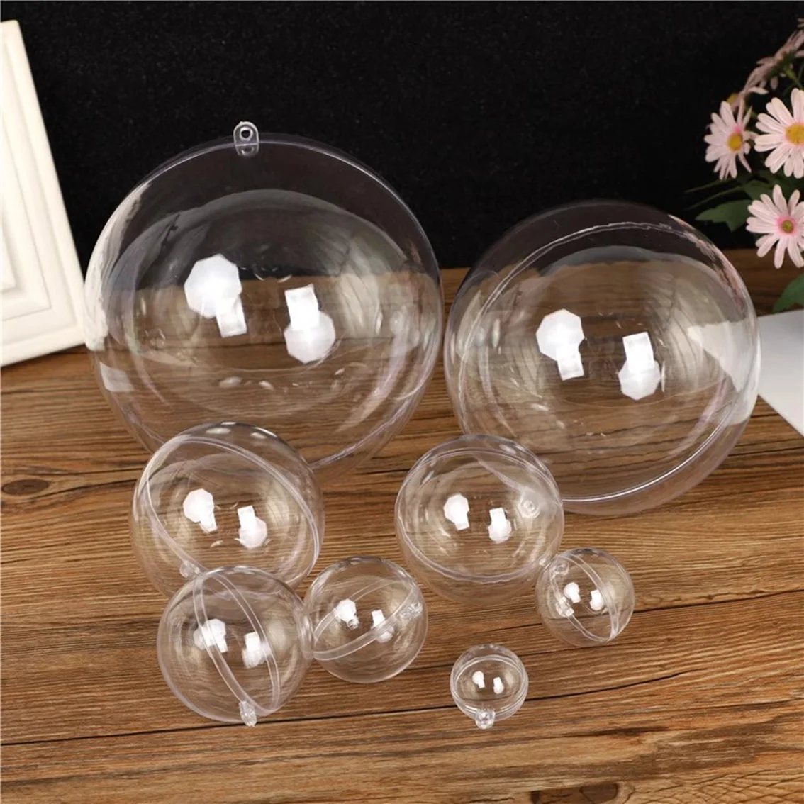 

1-20CM Transparent Balls Hollow DIY Plastic Fillable Bauble Xmas Tree Hanging Ornaments Home/Wedding Party Gifts Box Decor Part