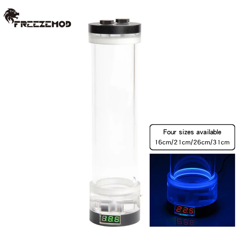 

FREEZEMOD Computer Water Cooling Reservoir Arcylic Transparent Cylindrical Water Tank 60MM Temperature Display 160/210/260/310mm