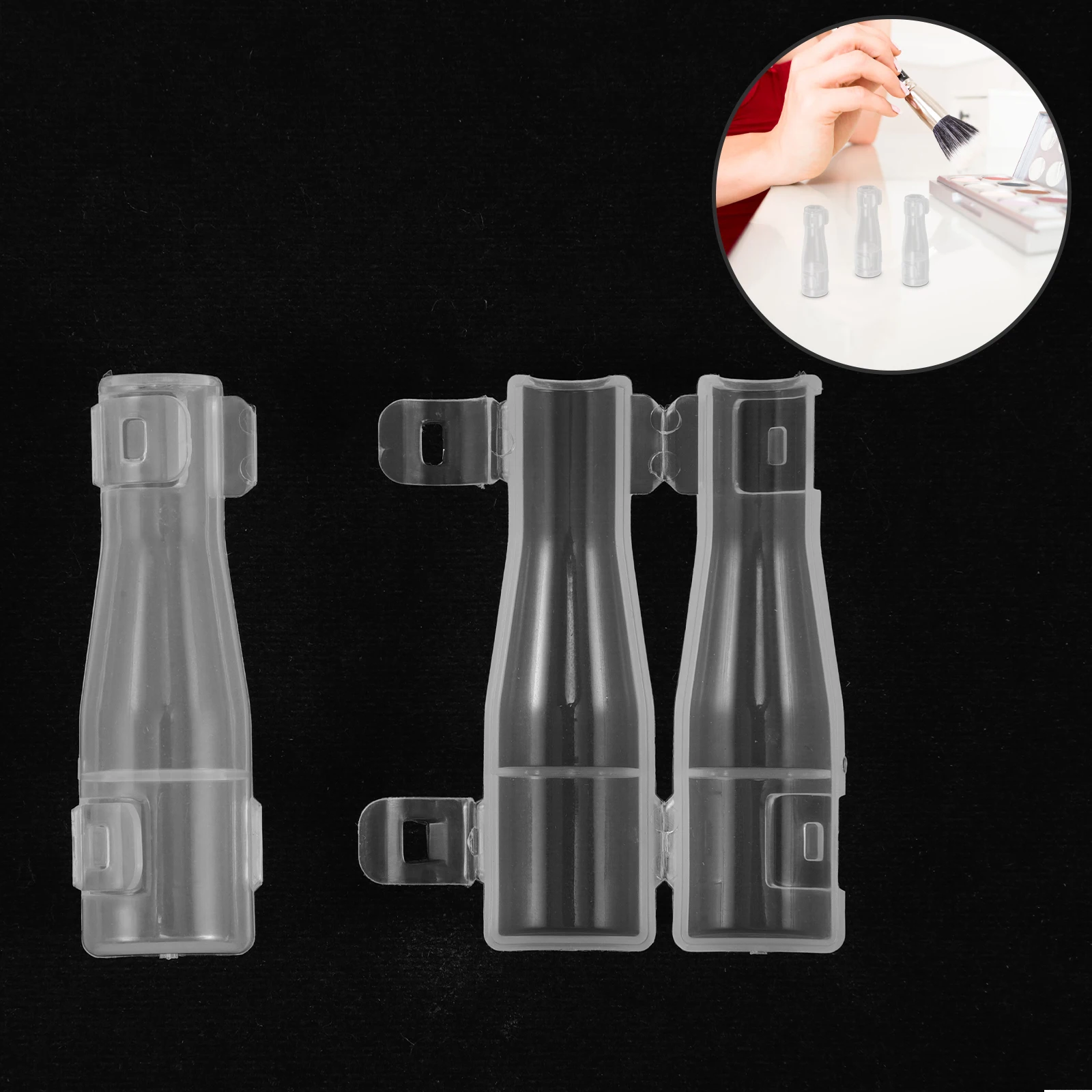 

10pcs Transparent Plastic Makeup Brush Dust Covers Protective Caps For Eyebrow Blush Travel Bristle Guard Holder