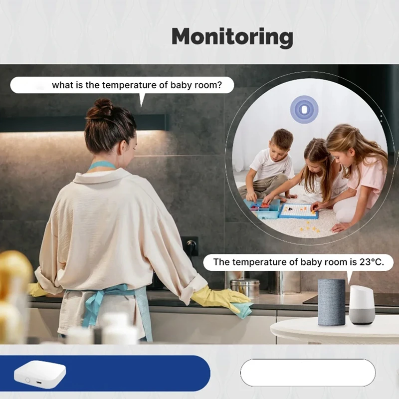 مستشعر درجة الحرارة والرطوبة الذكي مستشعر زيجبي المنزلي مقياس الرطوبة الداخلي مراقبة التطبيق يعمل بالبطارية المنزلية Alexa