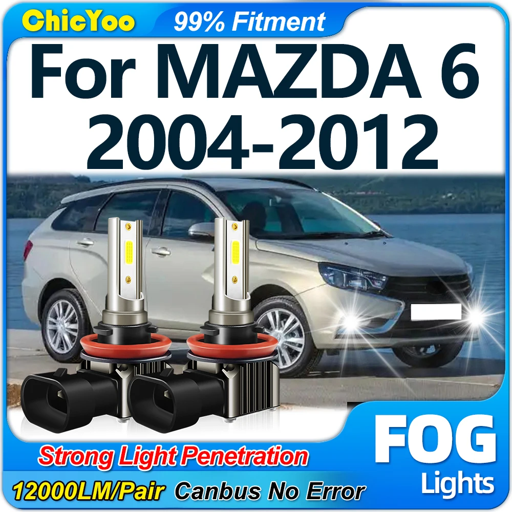 H11 Fog Lights Bulbs 90W Wireless Fanless 6000K White Auto Fog Lamps For MAZDA 6 2004 2005 2006 2007 2008 2009 2010 2011 2012