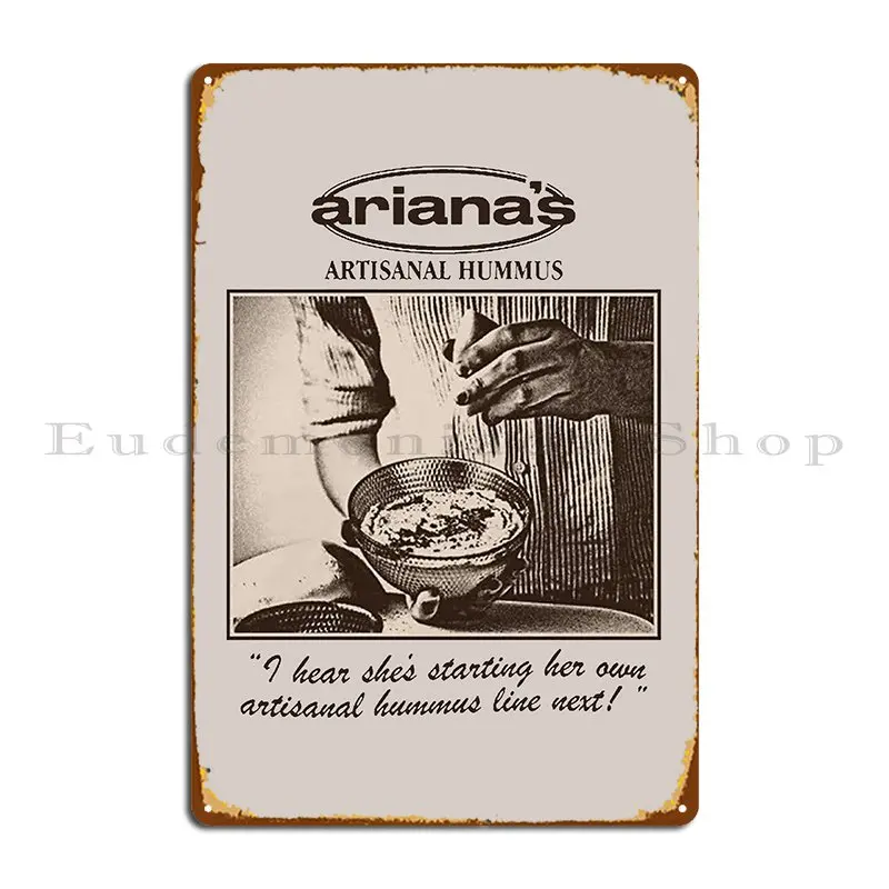 Ariana S Artisanal Hummus Metal Sign Poster Wall Plaque Iron Wall Decor Decoration Design Pub Tin Sign Poster