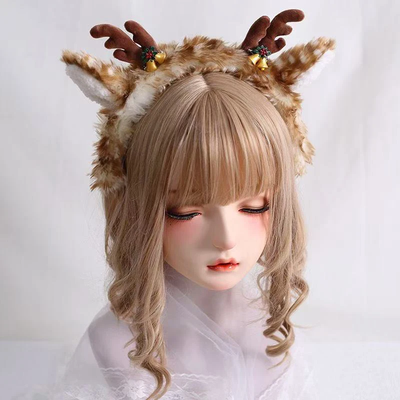 

Japanese Sweet Christmas Deer Hair Bands Elk Spots Lolita KC Plush Cute Little Antlers Hair Accessories Cosplay Props