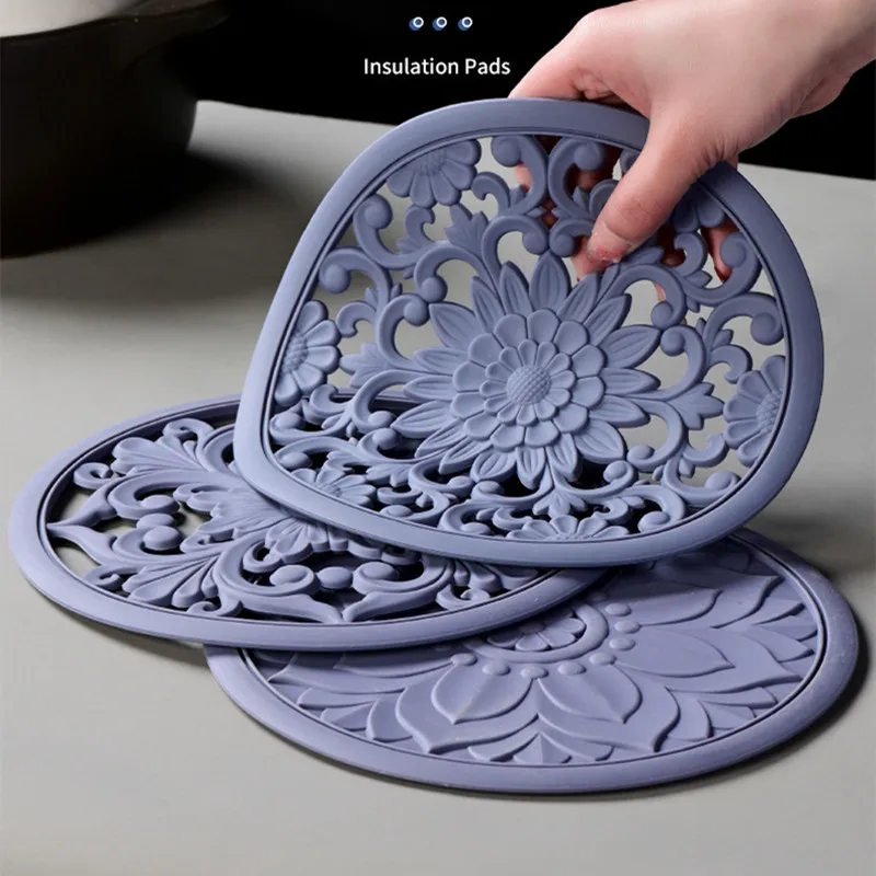 

Chinese Classical Heat Insulation Pad Hollow Silicone Placemat Pot Holder Dish Bowl Cup Coasters Table Mats Kitchen Accessories