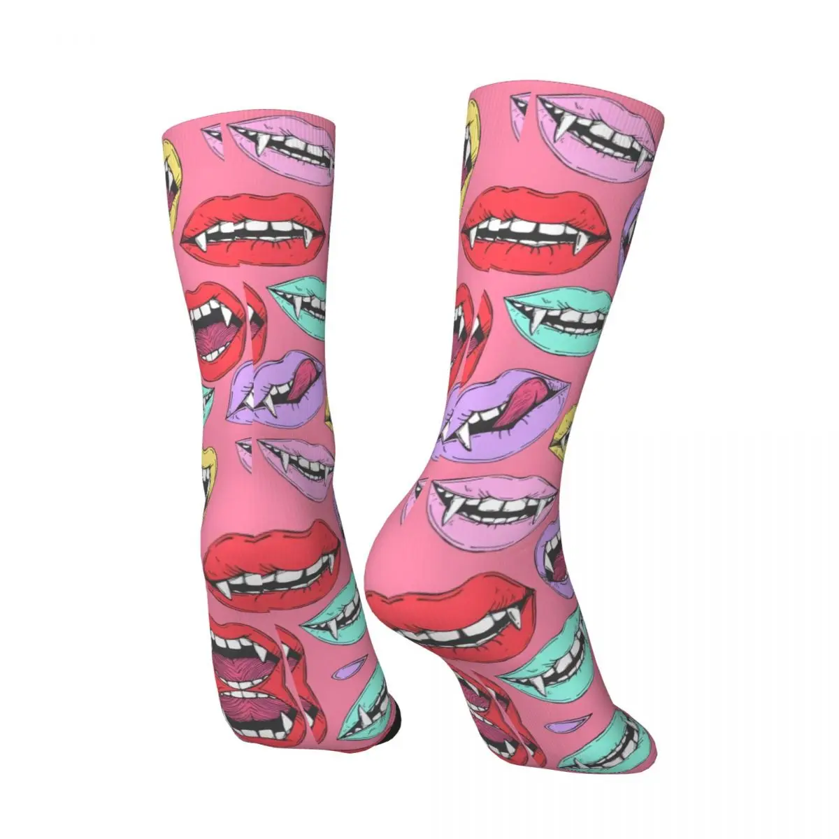 Pop Style Vampire Lips Men's Socks Retro Harajuku Street Style Novelty Seamless Crew Sock