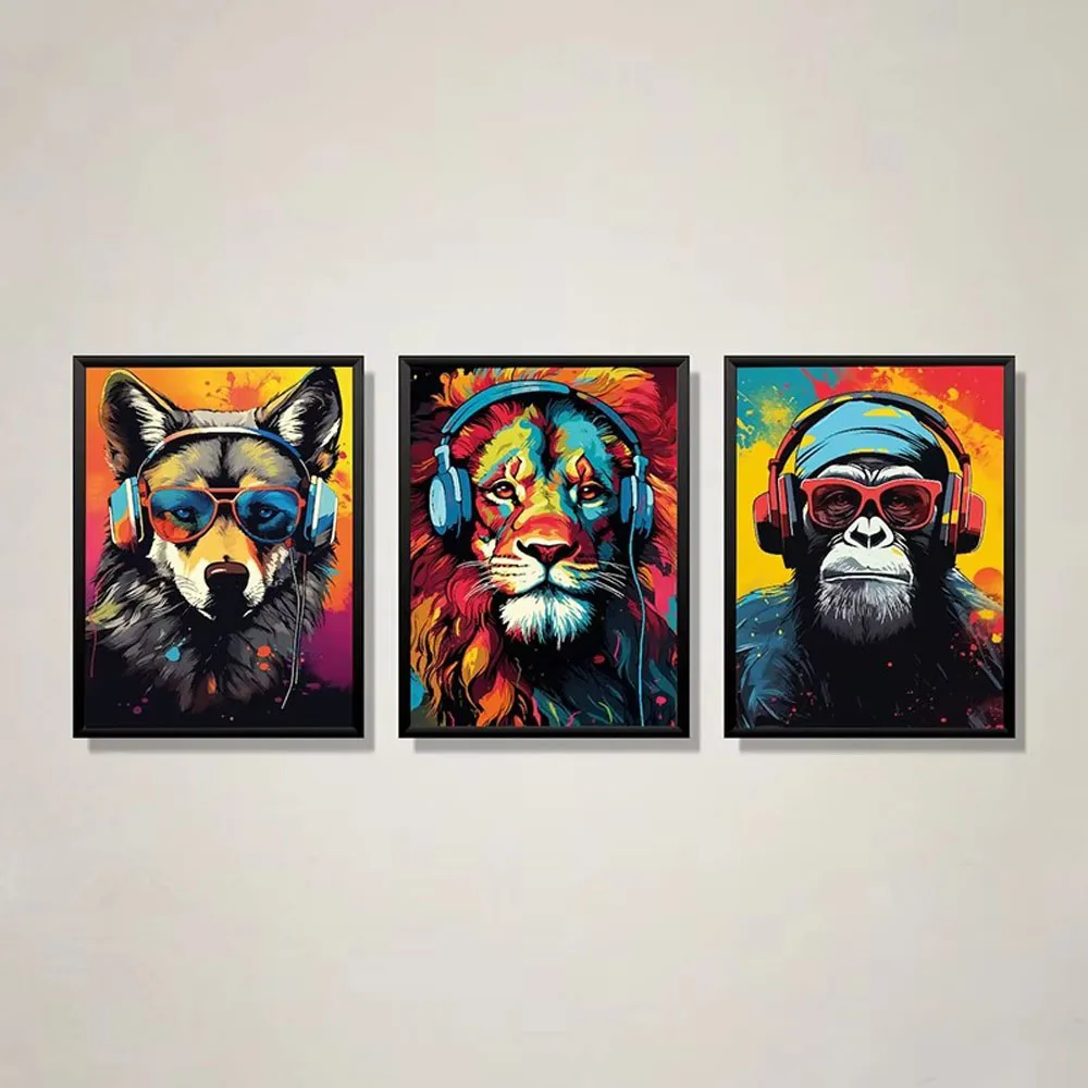 Cool Gaming Diy Diamond Embroidery Animal With Headphones Wall Art Full Drill Diamond Painting Boys Bedroom Room Decor Pictures