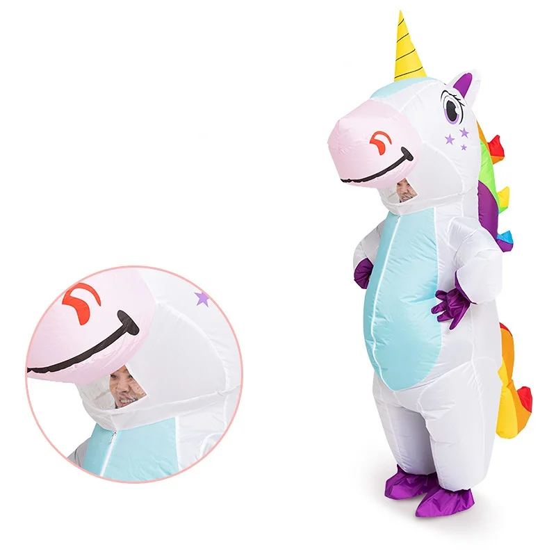 anime Inflatable Unicorn Costume Pink Full Body Unicorn Cosplay Costumes with Blower Funny Party Halloween Costume for Adult