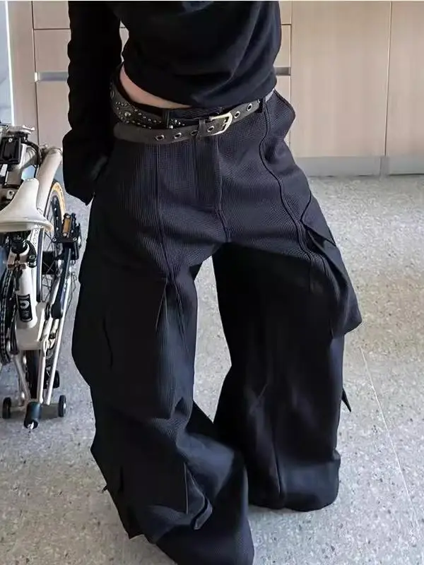 

American High Street Knife ape Multi ket Casual Pants Men Women Autumn Winter Vintage Dra Loose Straight Casual Long...