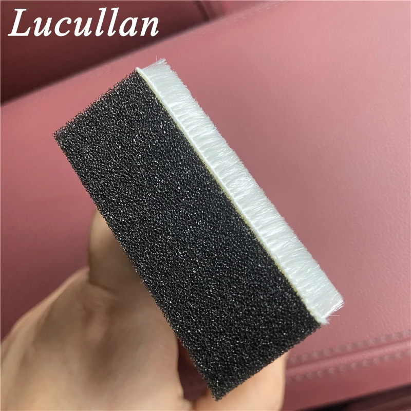 Lucullan Interior Scrubbing Pad White Side Bristle-Like Fibers and Black Handle Rough Scouring Sponge