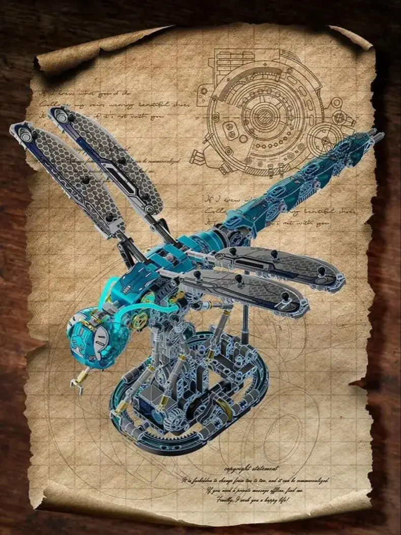 Creativo meccanico libellula edificio animale insetto robotico simulazione mondo modello animale giocattolo per bambini per regali di compleanno per ragazzi adulti