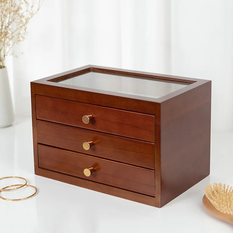 Vintage Style Wooden Jewelry Box Organizer Retro Princess Storage Box for Rings Necklaces Earrings Ideal Wedding Gift for Bridal