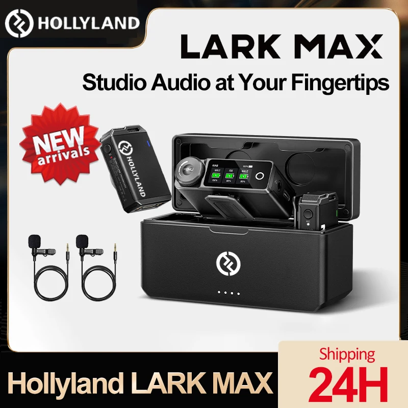 Hollyland LARK max Duo Wireless Lavalier Microphone Mic 48K Hz Charging Box for DSLR camera smartphones iPone Android vs rode