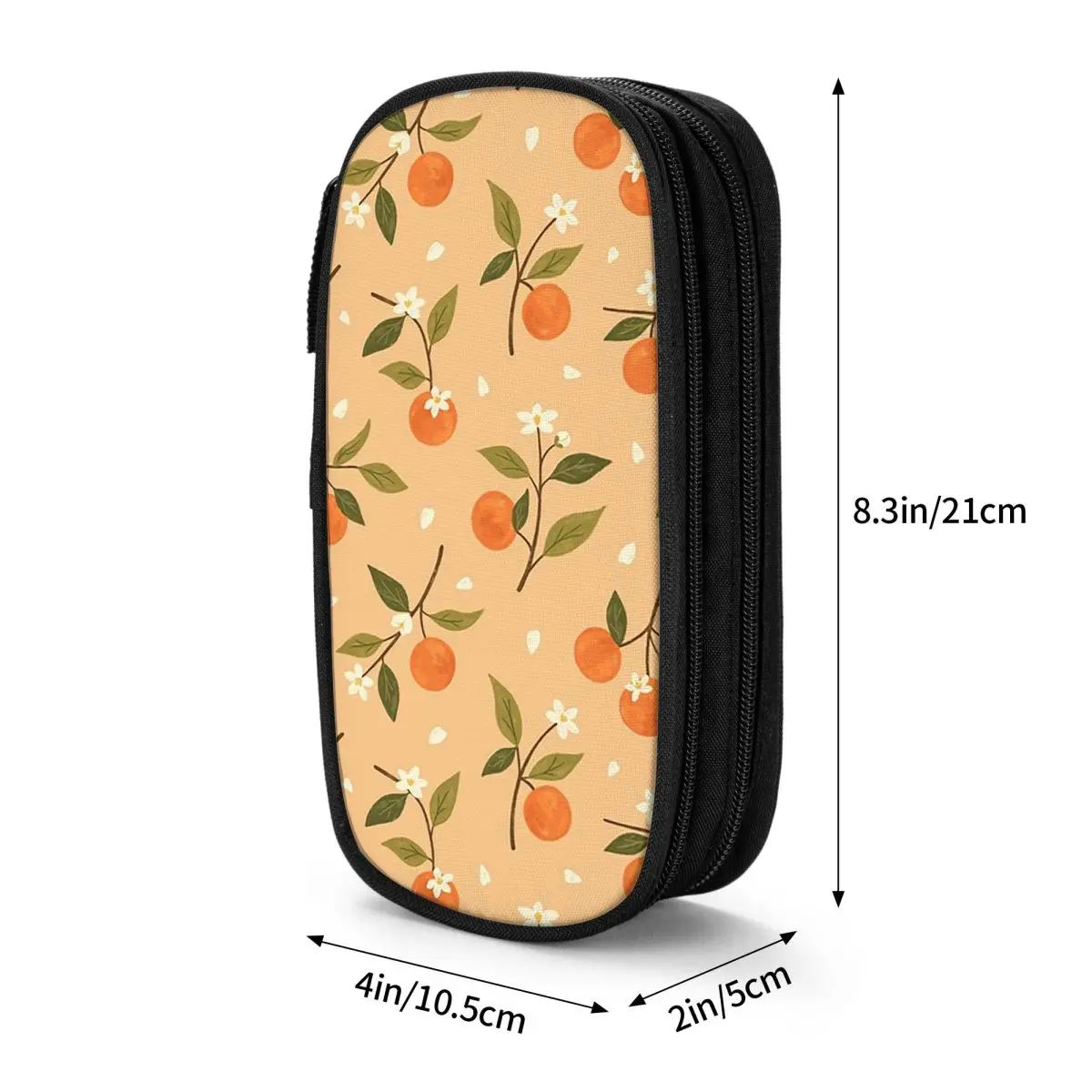 Cartoon Orange Tangerine Mandarin Pattern Pencil Case for Students Gifts Pen Box Pencil Bag Stationery Supplies Pen Holder Bag