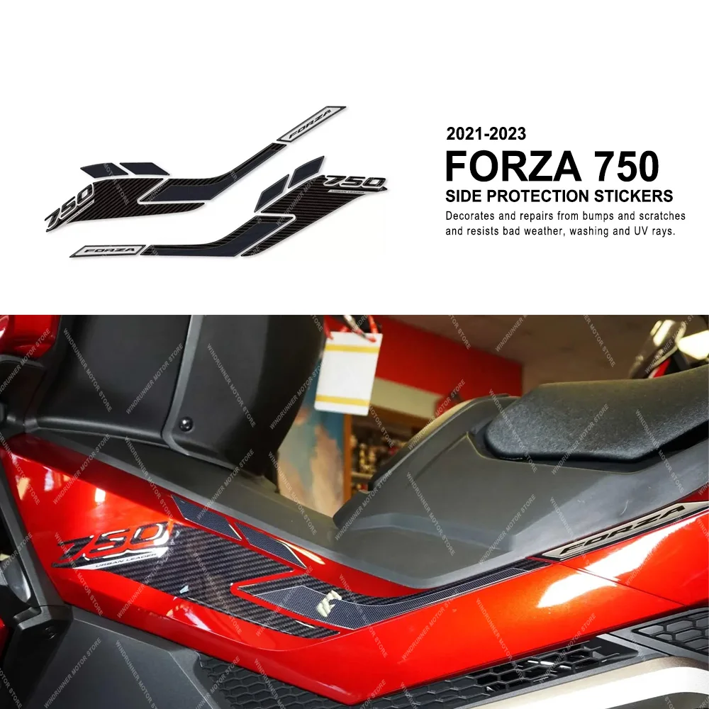 Motorcycle 3D Epoxy Resin Stickers Side Boomerang Protections For Honda Forza 750 2021-2023