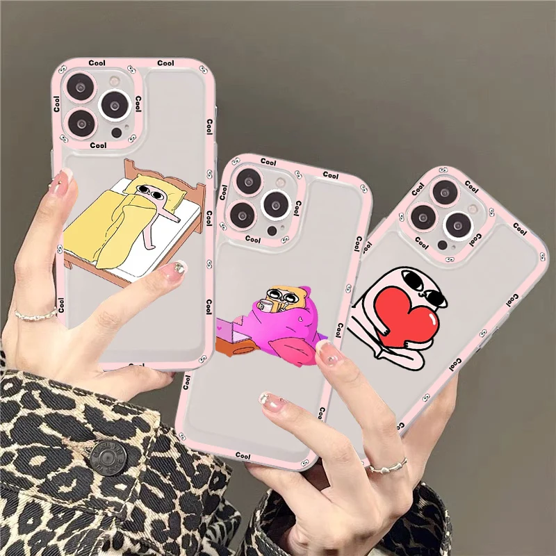 Pink Cartoon Funny big eyes ketnipz Phone Case For iPhone 14 13 12 11 Pro Max Mini X Xs XR 6 7 8 Plus SE 2020 Transparent Case