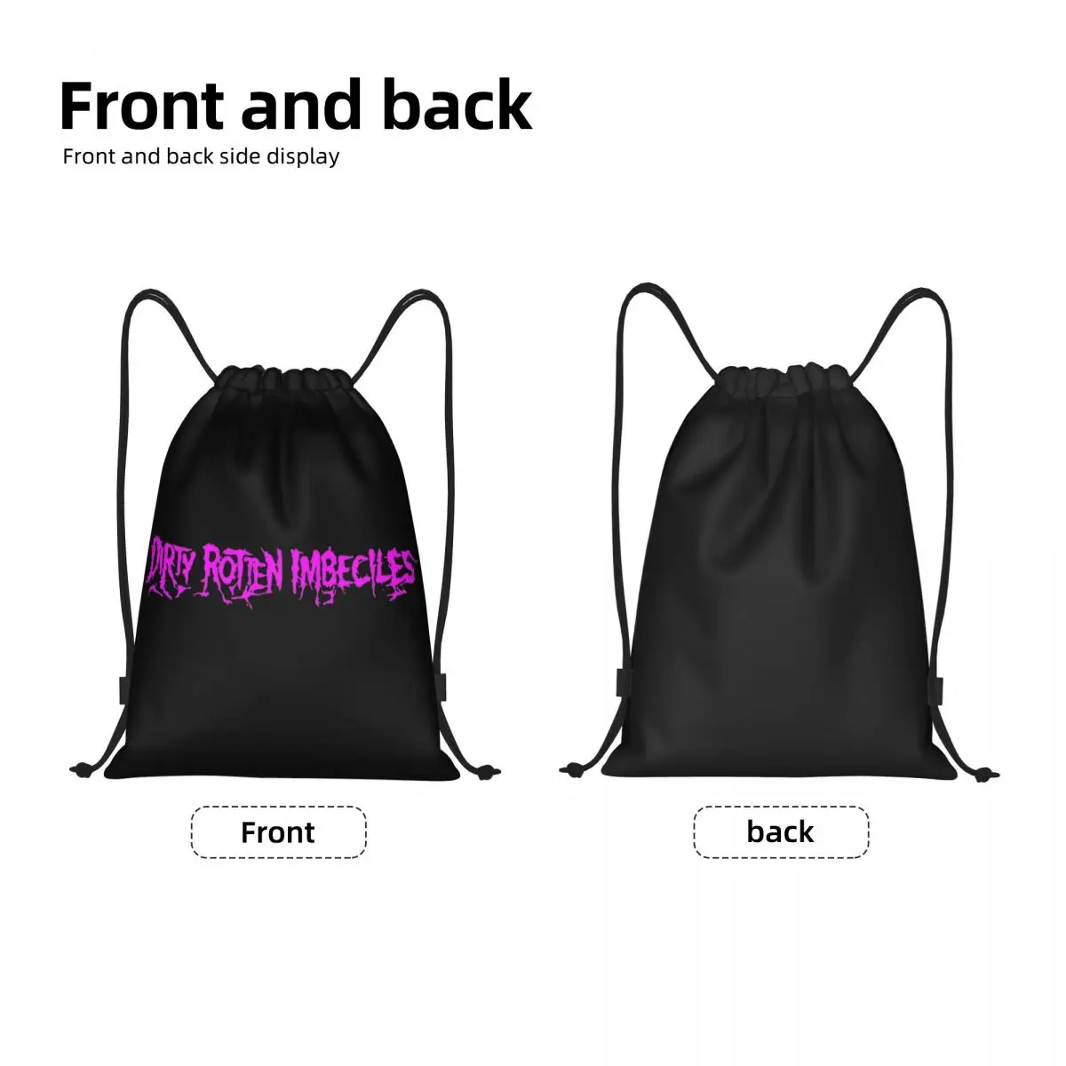 DRI Rock Band Music DIRTY ROTTEN IMBECILES Drawstring Backpack Sports Gym Sackpack String Bag for Yoga