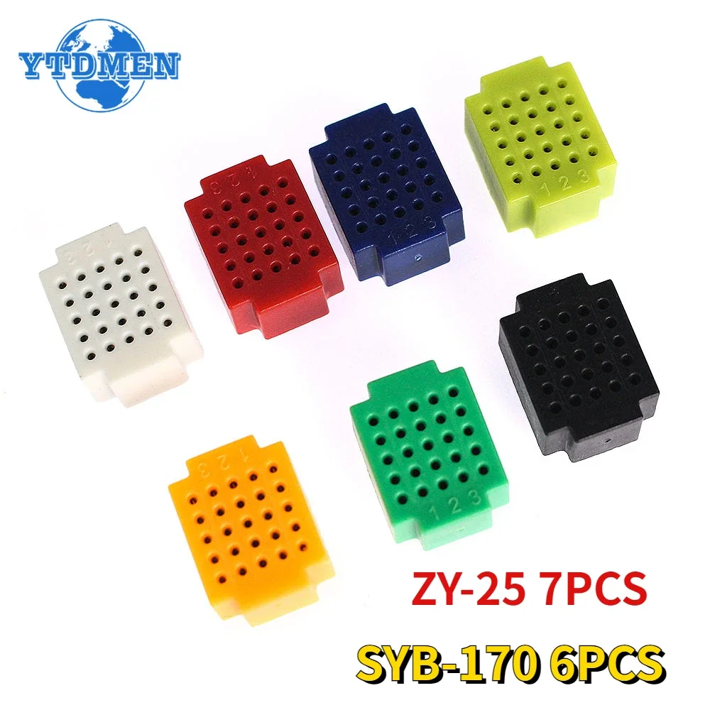 6/7pcs SYB-170 Breadboard Solderless Prototype Test Board ZY-25 PCB Circuit Board Test Boards Mini DIY Kit 6 Colors/7 Colors