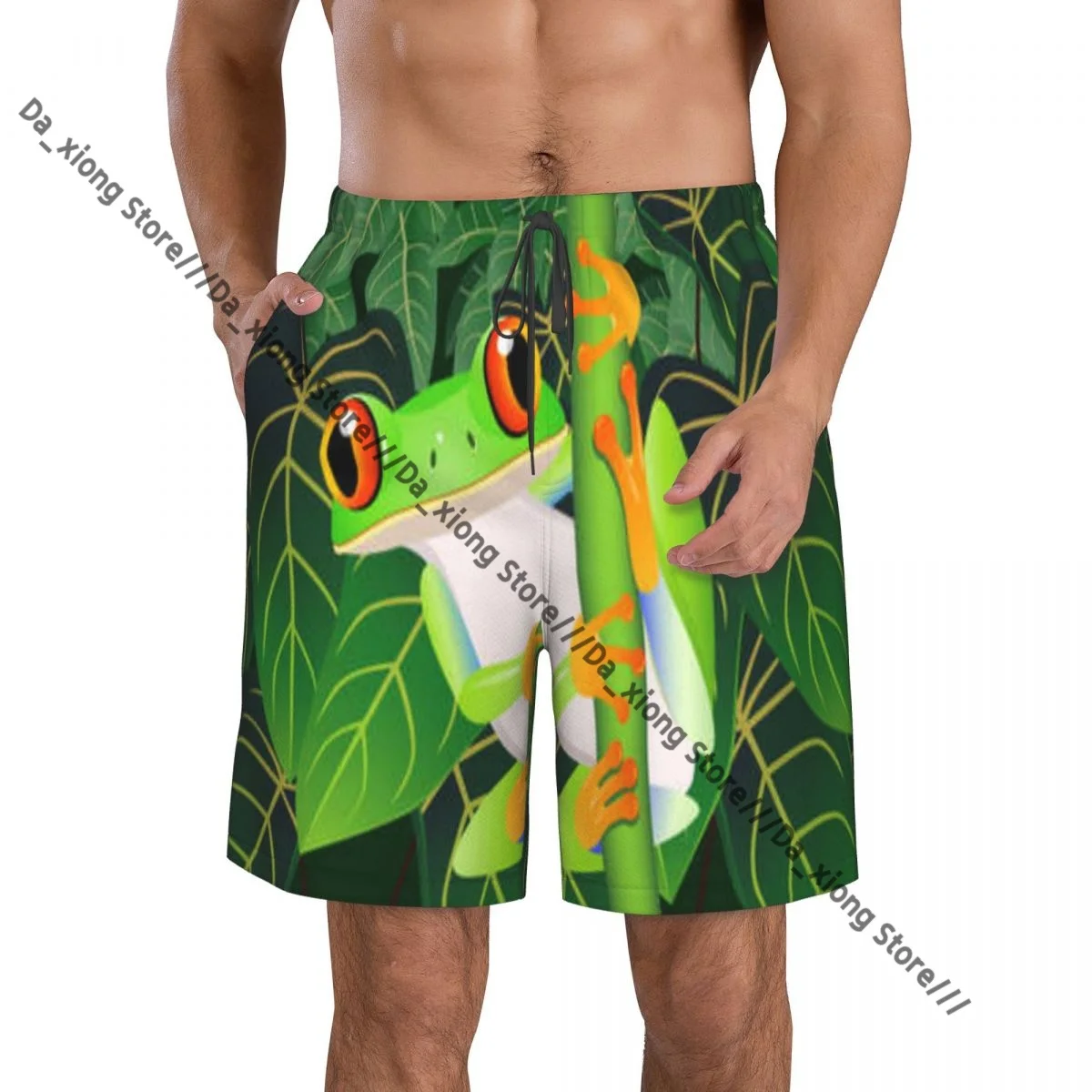 Men Beach Short Quick-drying Swimming Trunk Frog Swimwear Swimsuit Bathing Shorts