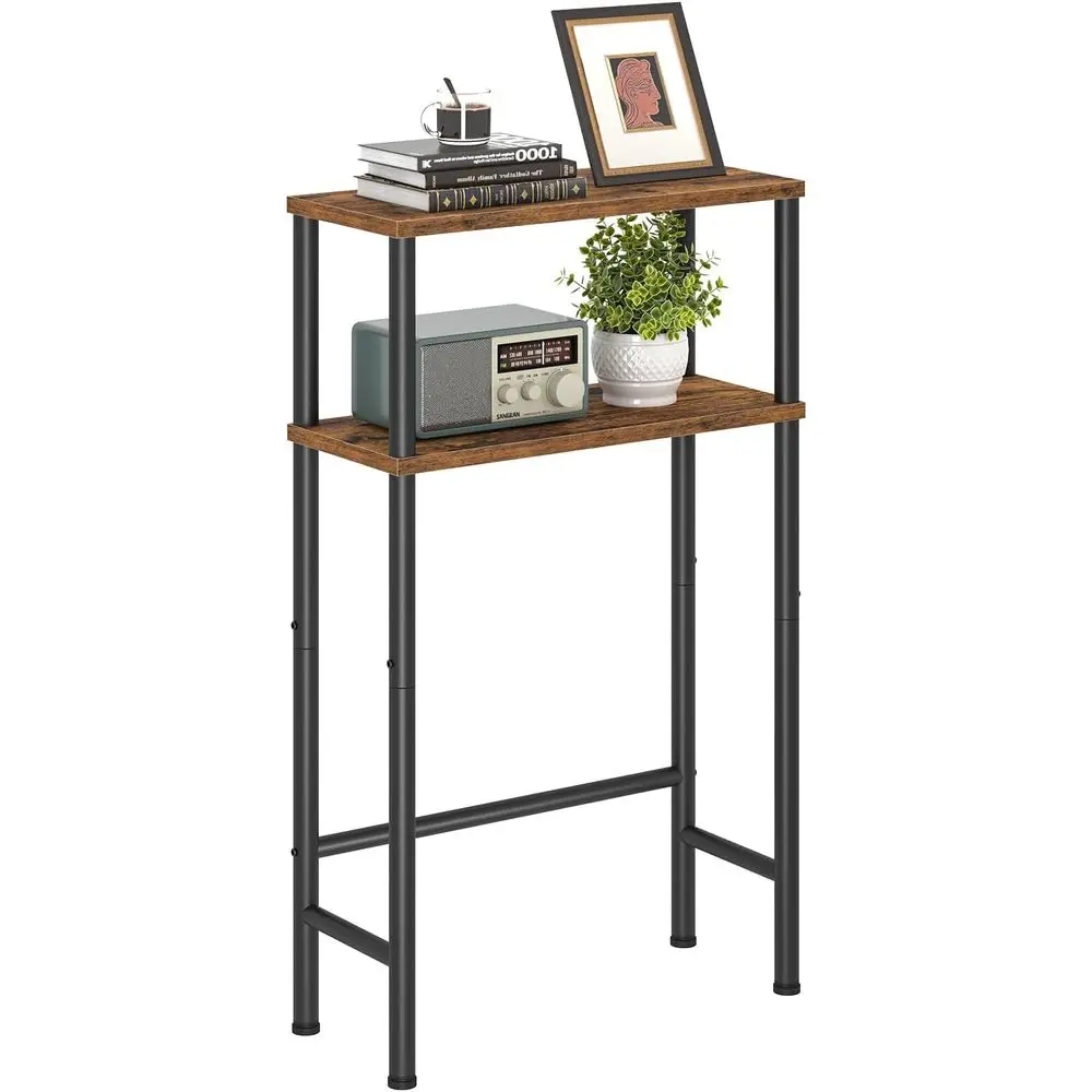 

Небольшой прихожий столик, 2-уровневый приставной столик с местом для хранения, узкие столики для прихожей, коридора, спальни, гостиной, цвет рустик-коричневый