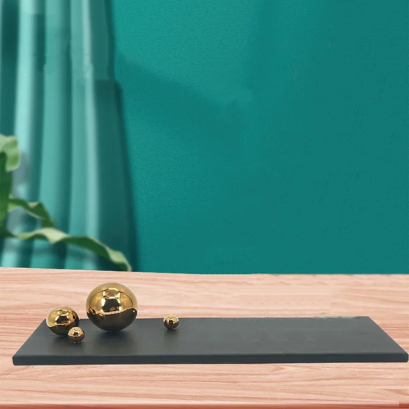 Leather Tray Nordic Metal Ball Decorative Tray Black Beige Home Storage Supplies Vase Jewelry Storage Decoration Ornaments