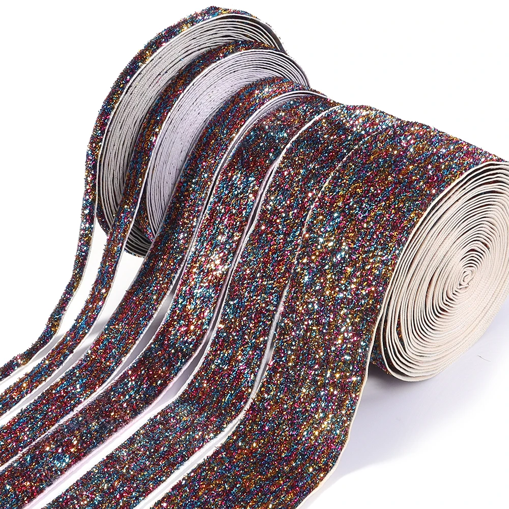 5–10 Yards 7/10/15/20/25/38 mm buntes Glitzer-Samtband, einseitiges Band für Hochzeit, Party, Weihnachten, Geschenke, Verpackung, Dekor
