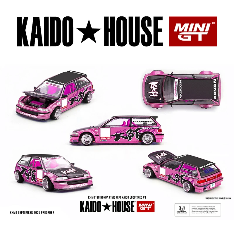 

Предпродажа 1:64 Honda Civic EF Kaido Loop Spec V1, открывающийся капот KHMG 198, литая под давлением модель автомобиля Kaido House MINIGT