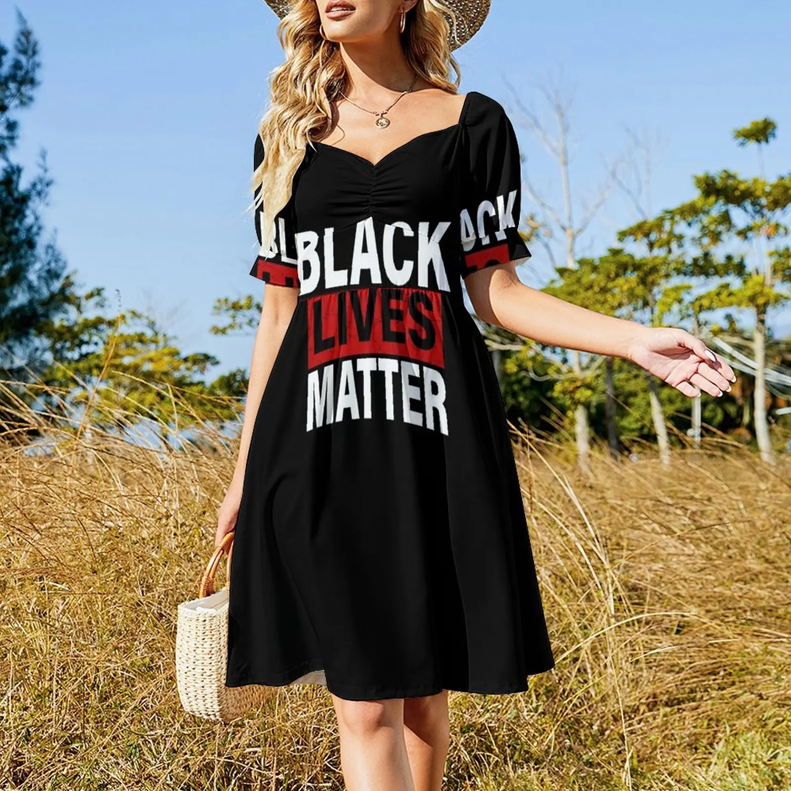 Black Lives Matter T-Shirt With Names Of Victims - BLM Sukienka z krótkim rękawem Sukienka urodzinowa w koreańskim stylu