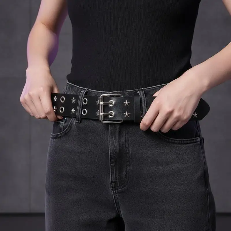 New Y2K Bullet Rivet Heavy Industry Belt Retro Sturdy Metal Punk Waist Belt for Women Girl Fashion Casual Daily Wear Accessory