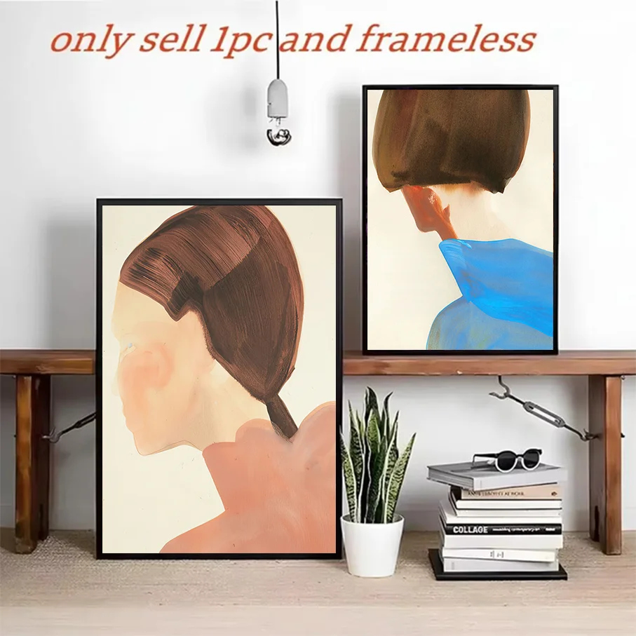 Frameless Canvas Print Abstract Woman Portrait Modern Wall Art Contemporary Decor Female Profile Minimalist