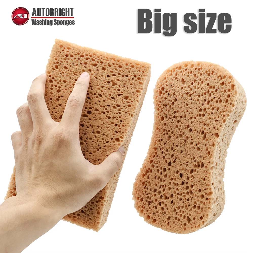 AUTOBRIGHT 2/5/10pcs Car Wash Sponges Square Big Size Ceramics and Thicken Detailing Cleaning Brown Sponge Washing Accessories