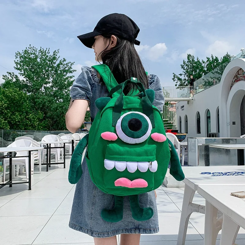 Street Trend Cute Cartoon Backpack Monster Girl Backpack Travel Large Capacity Canvas Bag