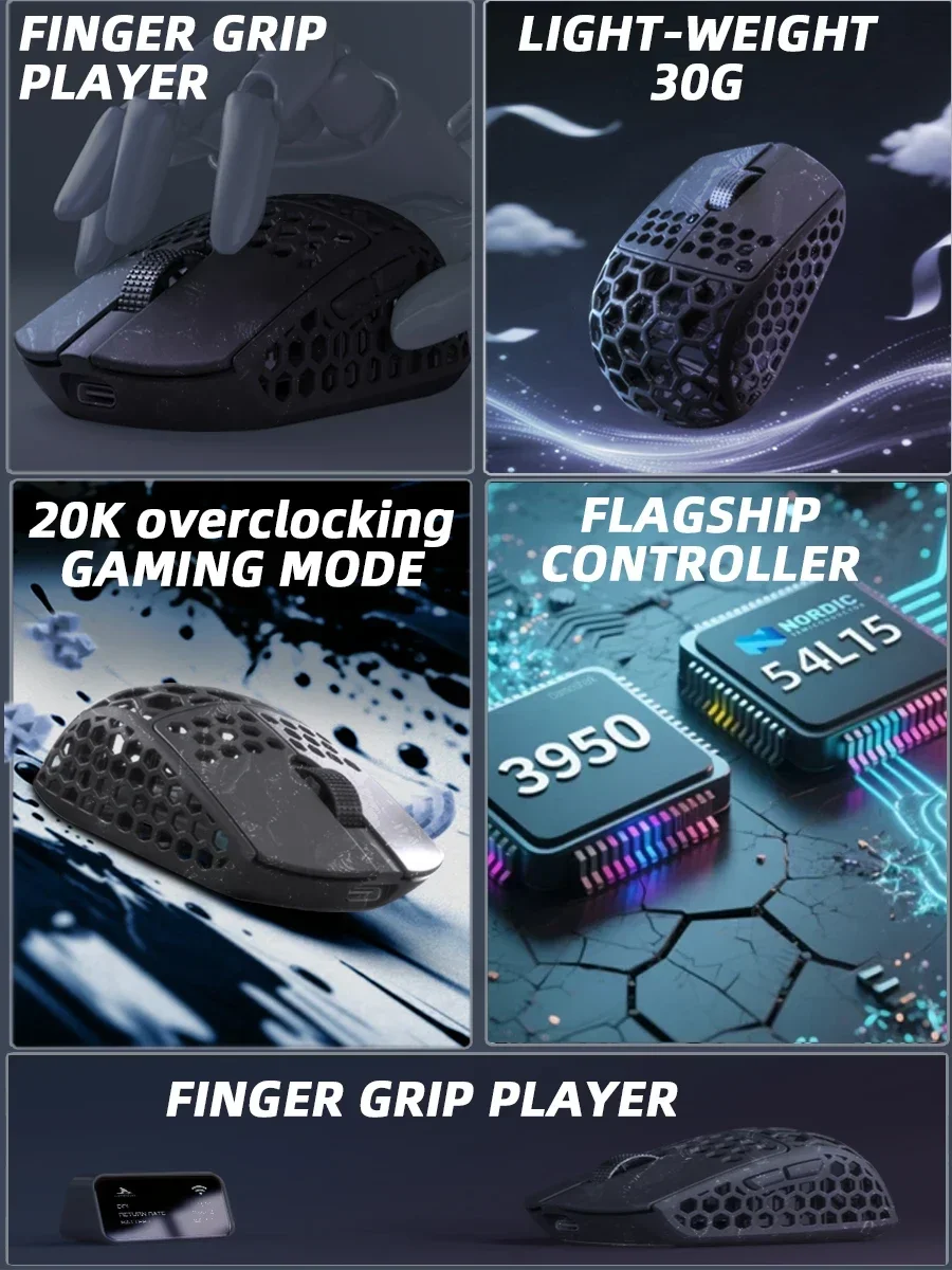 Darmoshark M5 AIR V2 Wireless Gaming Mouse,8KHz Polling Rate,PAW3950 30KDPI,Nordic N54L15,30g Ultra-Light,Omron Optical Switch