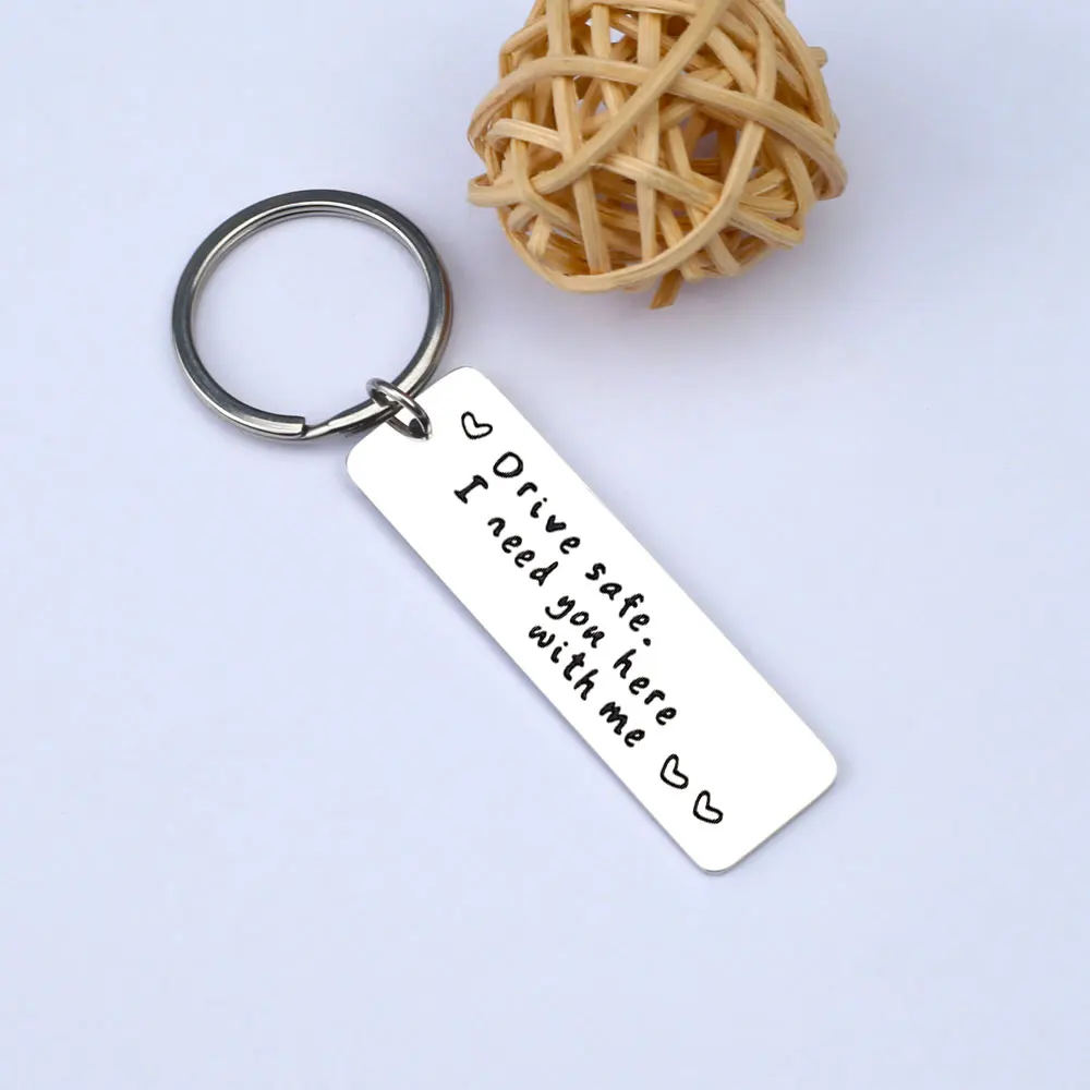 Safe Driving Keychain Initials Letter Men Women Stainless Steel Keychain Birthday Christmas Father's Day Gift Jewelry