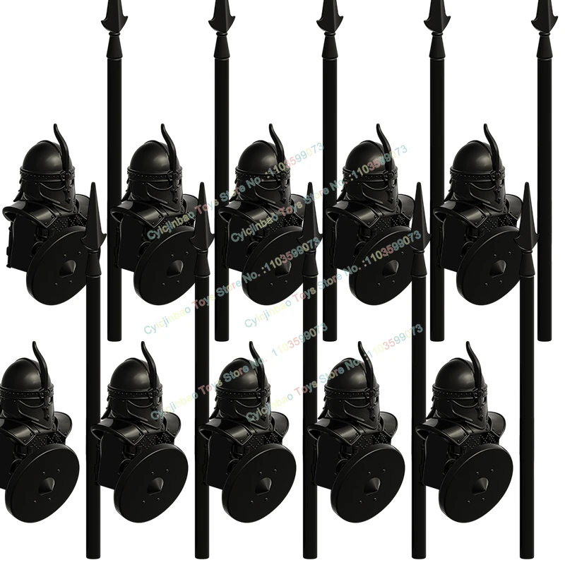 LK0004 رواية سلسلة درع الجنود الجيش ووريورز اللبنات عمل الشكل الرمح الطويل اكسسوارات لعب للأطفال هدايا