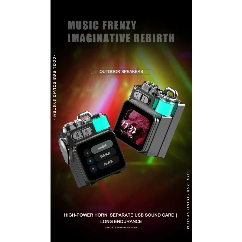 Mini Touch Screen Bluetooth Speaker Gift Game Home Outdoor Smart Wireless Digital Display Portable Sound Box