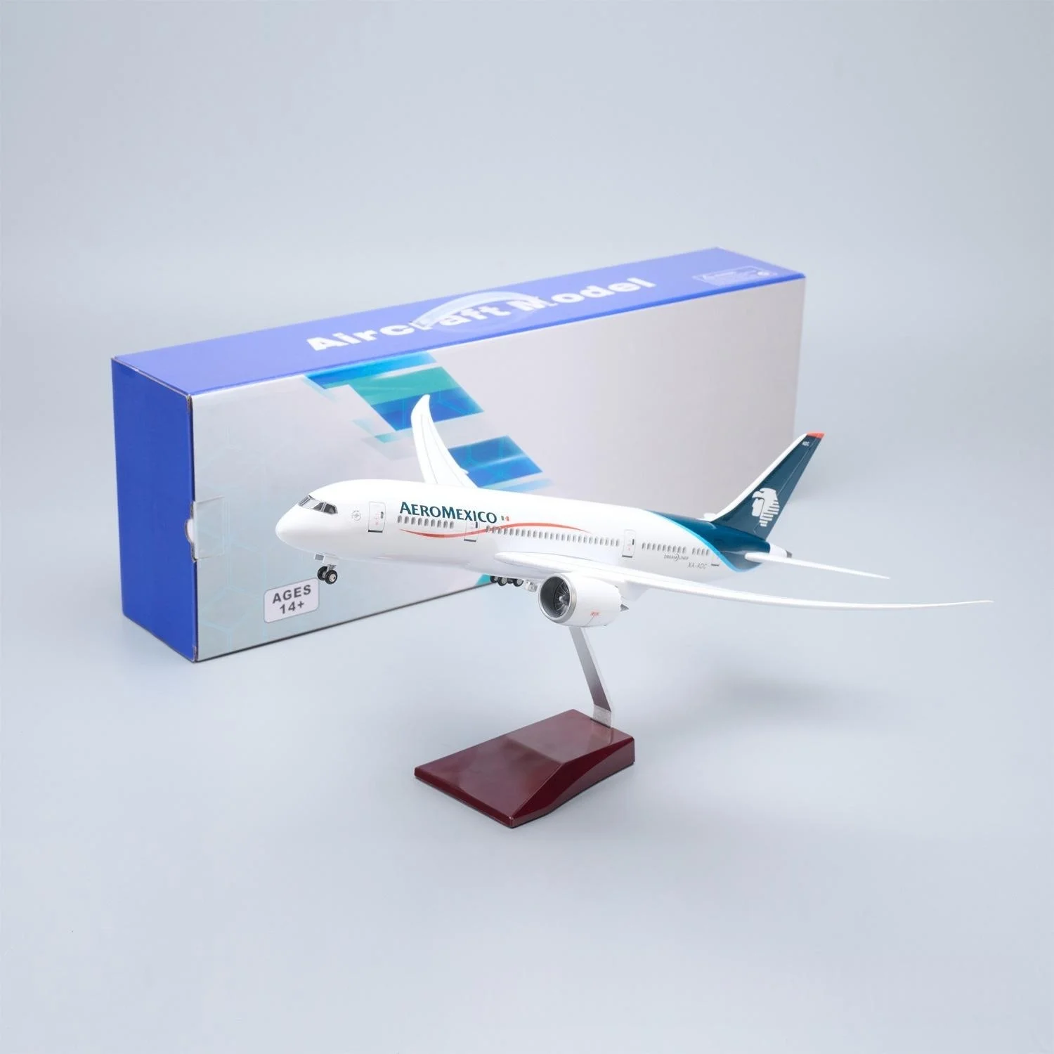 43cm Scale Airplanes Aeromexico B787 Airplane Model Kit For Boe-ing 787 Resin Diecast With Stand For Collections Displays Gift