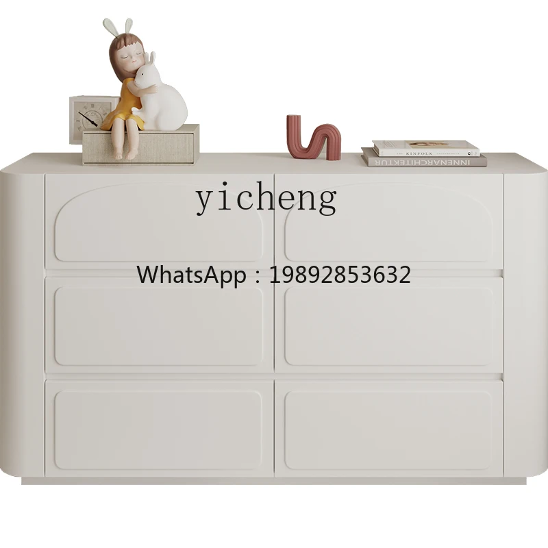 

ZZf Bed End Storage Cabinet Room White Six-Drawer Cabinet Living Room Drawer Solid Wood Storage Bedroom Locker