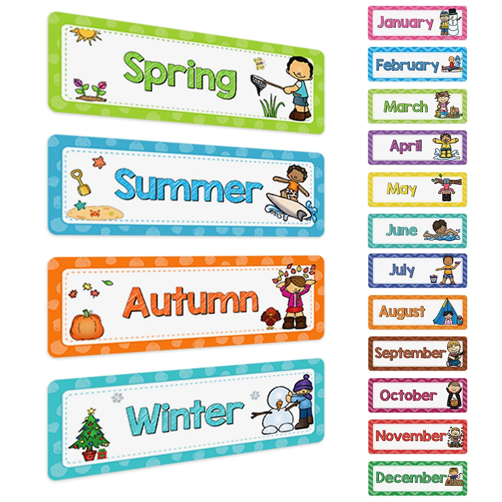 English Words Learning Cards Subject Titles for Bulletin Board Boarder Headliners Classroom Decoration Teacher Teaching Aids