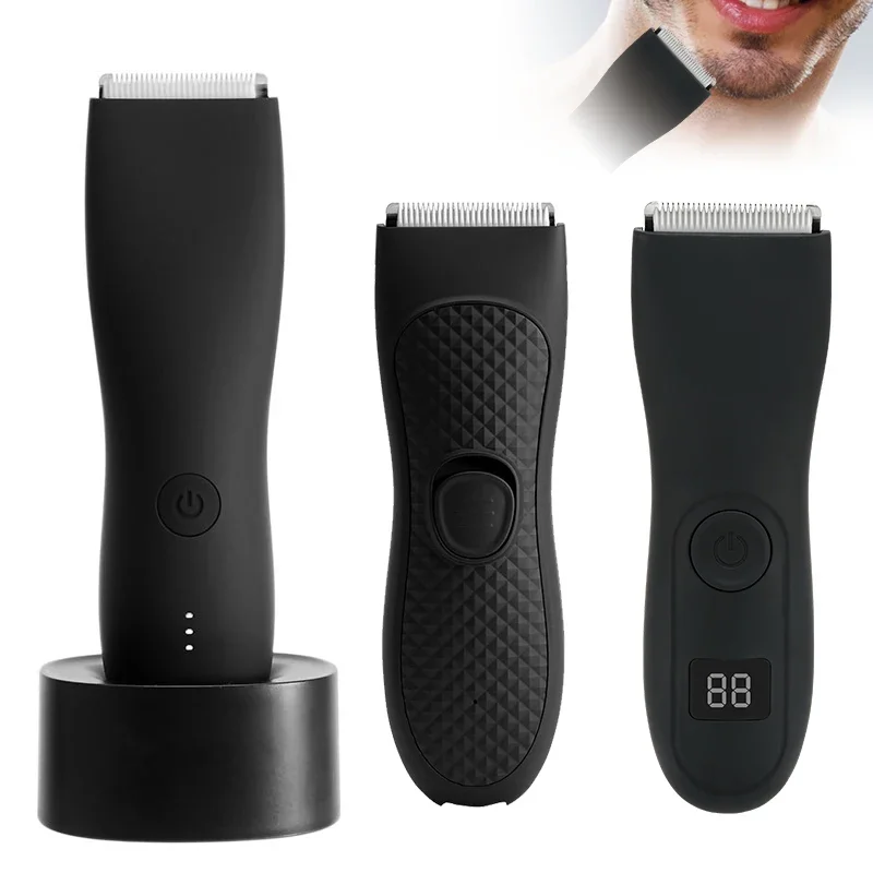 Men\'s Electric Groin Hair Trimmer Pubic Hair Removal Intimate Areas Body Grooming Clipper Epilator Rechargeable Shaver Razor