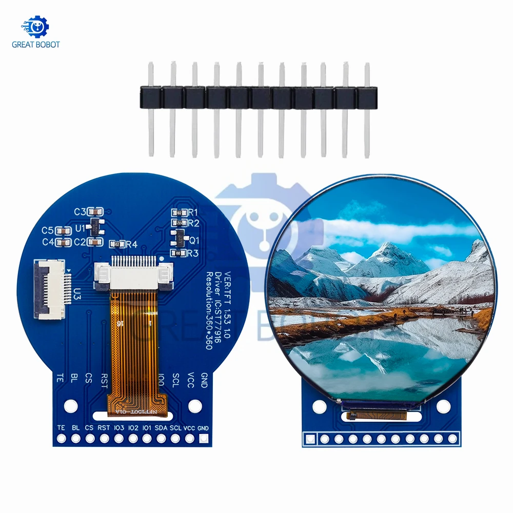 شاشة TFT LCD مستديرة مقاس 1.5 بوصة مع برنامج تشغيل ST77916: دقة 360 × 360 بكسل، واجهة QSPI، شاشة ملونة كاملة متوافقة #6