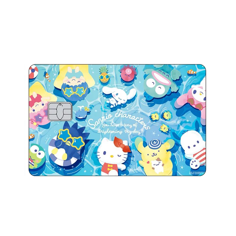 Front Side Sanrios My Melody Cinnamoroll Pochacco Anime Stickers Hello Kitty Film Skin Cover for Credit Debit Bus Metro Card Toy