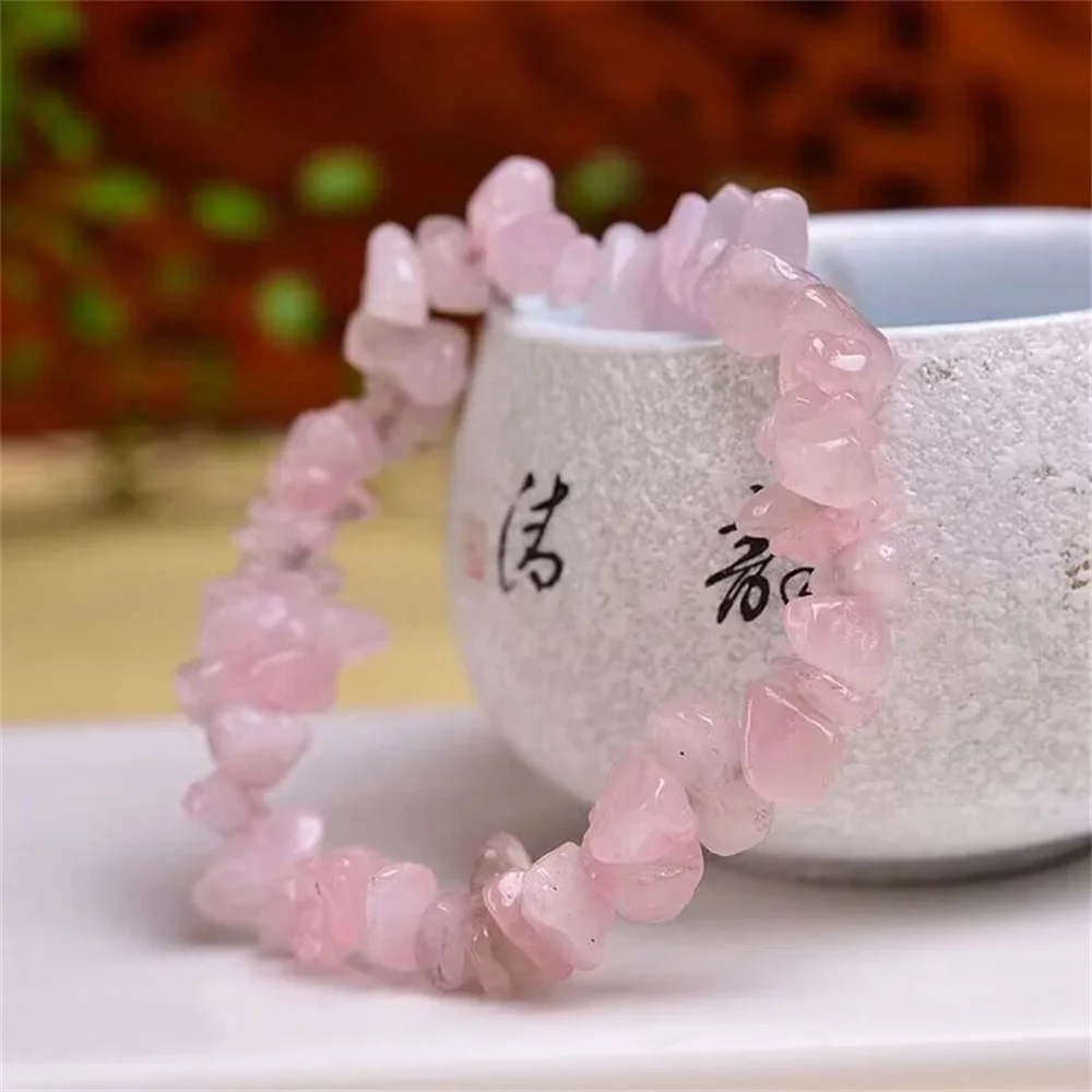 Charm Powder Crystal Beads Bracelet for Women Natural Stone Irregular 5-8mm Noble Leisure Evening Jewelry Girls Gift Birthday