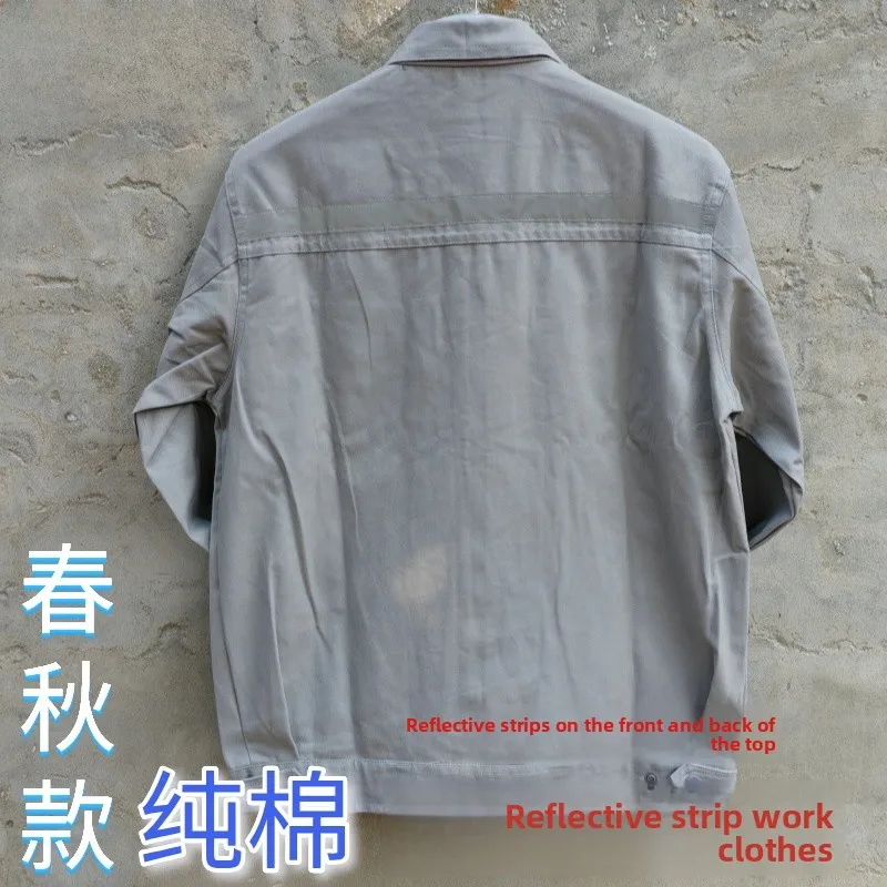 Completo da Lavoro in Puro Cotone per Primavera e Autunno, Resistente all'Usura, per Saldatori e Meccanici