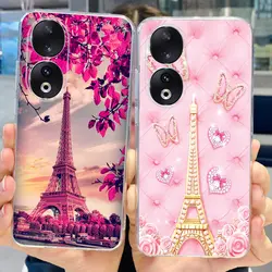 For Honor 90 90Pro 2023 Fashion Butterfly Paris Pattern Phone Case For Honor 90 Pro Honor90 5G REA-NX9 Soft Silicone TPU Cases