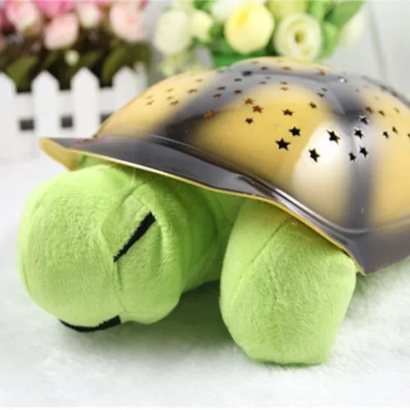 Children\'s Plush Tortoise Projector Lamp Music Starry Sky Projector Lamp Sleeps Luminous Toy Bedroom Decoration Night Light