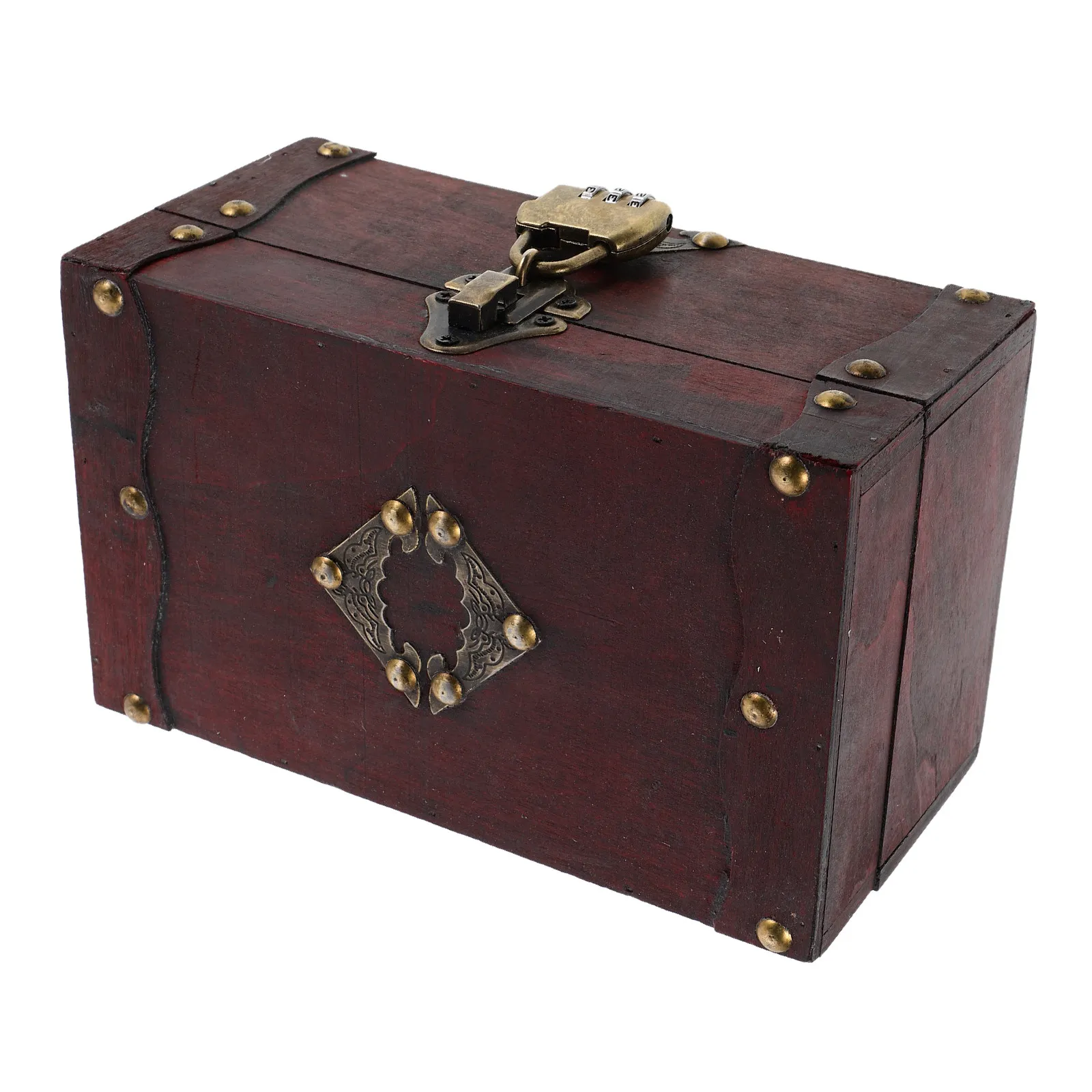 Vintage European Style Jewelry Box Retro Square Treasure Chest Password Lock Decorative Wooden Organizer Unique Keepsake Storage